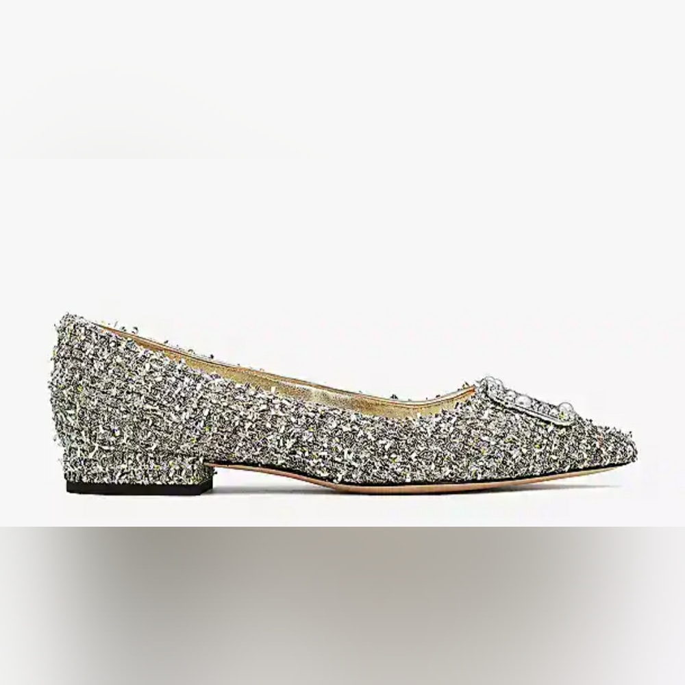 Kate Spade "buckle up" metallic tweed flats - worn once! - Picture 3 of 9